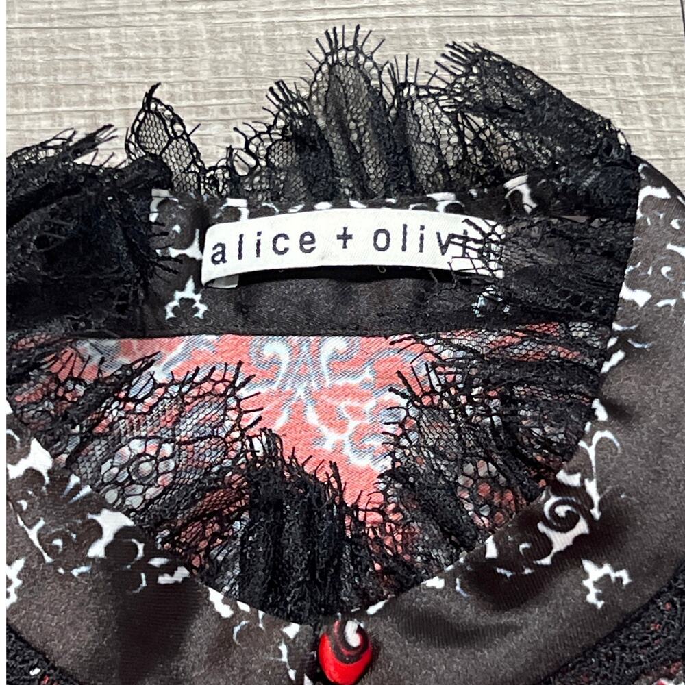 Alice + Olivia Red and Black Button Down Shirt - Picture 4 of 7